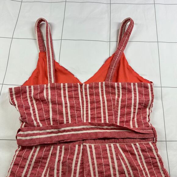 Anthropologie Ett Twa Jumpsuit Womens Small Red Robin Seersucker Stripe Belt Tie - Picture 7 of 14